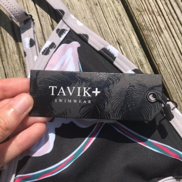 Black Blossom/Floral Print Tavik Jett Triangle Bikini Top - Picture 6 of 12